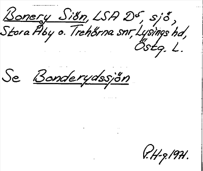 Bild på arkivkortet för arkivposten Bonery Siön