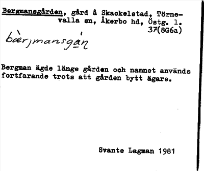 Bild på arkivkortet för arkivposten Bergmansgården