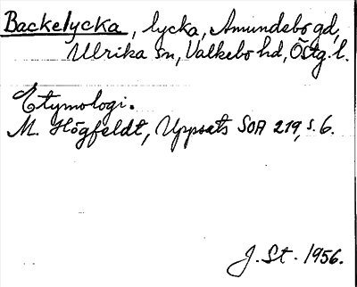 Bild på arkivkortet för arkivposten Backelycka