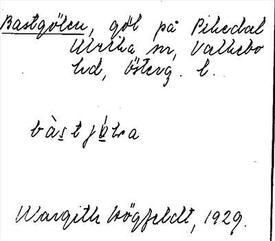 Bild på arkivkortet för arkivposten Bastgölen