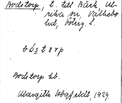 Bild på arkivkortet för arkivposten Bodstorp