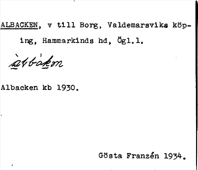 Bild på arkivkortet för arkivposten Albacken