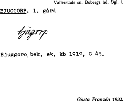 Bild på arkivkortet för arkivposten Bjuggorp