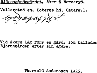 Bild på arkivkortet för arkivposten Björnagårdsgärdet