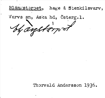 Bild på arkivkortet för arkivposten Blängstorpet