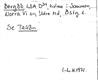 Bild på arkivkortet för arkivposten Bergöö se Tallön