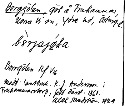 Bild på arkivkortet för arkivposten Borggölen