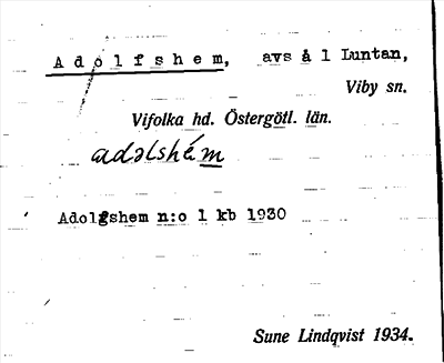 Bild på arkivkortet för arkivposten Adolfshem
