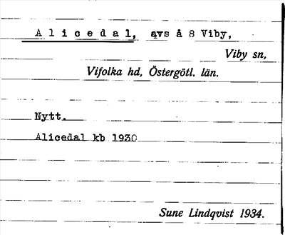 Bild på arkivkortet för arkivposten Alicedal