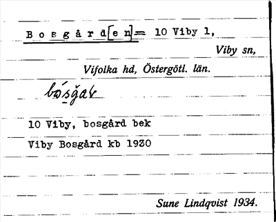 Bild på arkivkortet för arkivposten Bosgård[en]