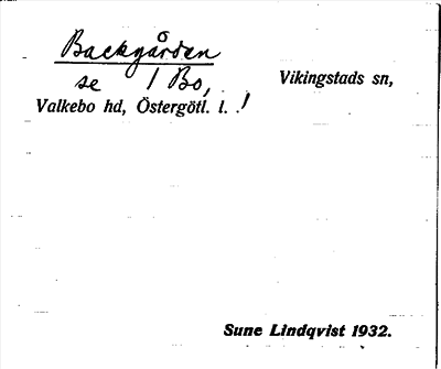 Bild på arkivkortet för arkivposten Backgården, se 1 Bo