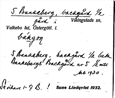 Bild på arkivkortet för arkivposten Bankeberg, bankegård