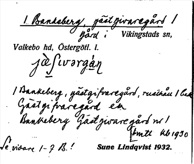 Bild på arkivkortet för arkivposten Bankeberg, gästgivaregård