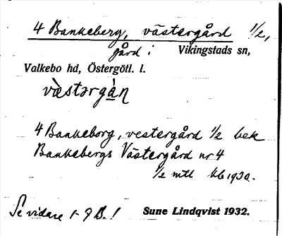 Bild på arkivkortet för arkivposten Bankeberg, Västergård