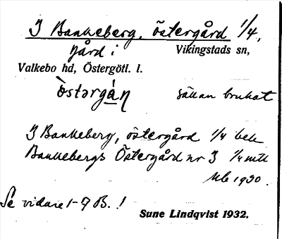 Bild på arkivkortet för arkivposten Bankeberg, Östergård