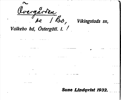 Bild på arkivkortet för arkivposten Övergården, se 1 Bo