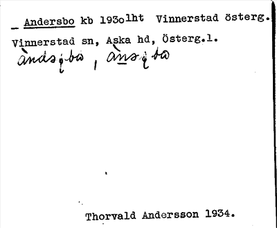 Bild på arkivkortet för arkivposten Andersbo
