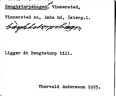 Bild på arkivkortet för arkivposten Bengtstorpehagen