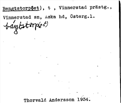 Bild på arkivkortet för arkivposten Bengtstorp(et)