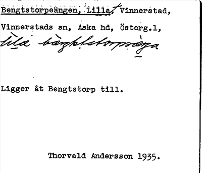 Bild på arkivkortet för arkivposten Bengtstorpeängen, Lilla