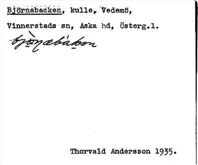 Bild på arkivkortet för arkivposten Björnabacken