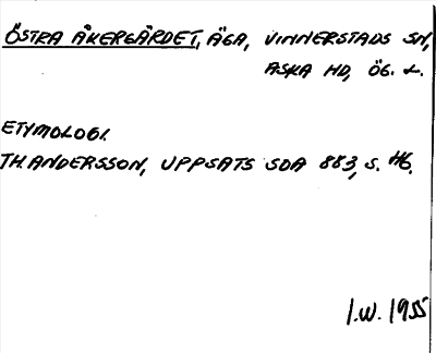 Bild på arkivkortet för arkivposten Östra åkergärdet