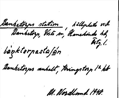 Bild på arkivkortet för arkivposten Banketorps station
