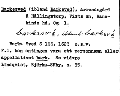 Bild på arkivkortet för arkivposten Barkesved (Barksved)