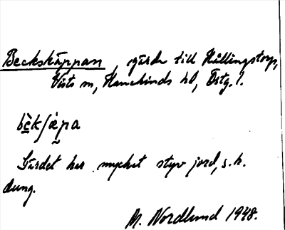 Bild på arkivkortet för arkivposten Beckskäppan
