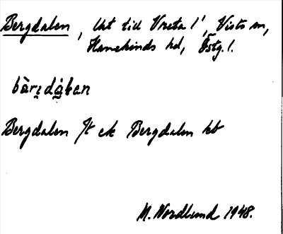 Bild på arkivkortet för arkivposten Bergdalen