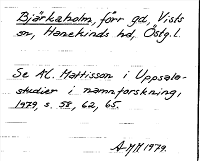 Bild på arkivkortet för arkivposten Bjärkaholm