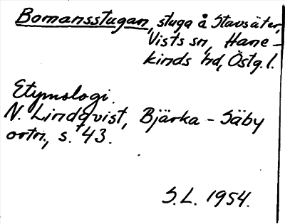 Bild på arkivkortet för arkivposten Bomansstugan