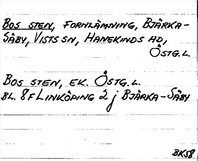 Bild på arkivkortet för arkivposten Bos sten