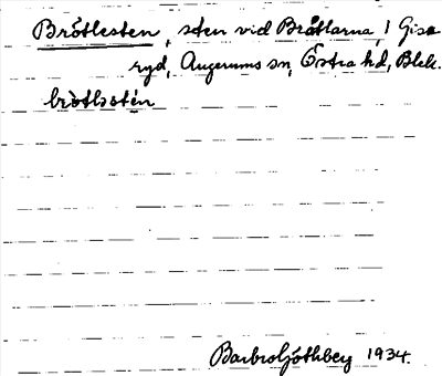 Bild på arkivkortet för arkivposten Brötlesten