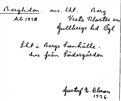 Bild på arkivkortet för arkivposten Bergliden