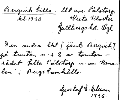 Bild på arkivkortet för arkivposten Bergvik Lilla