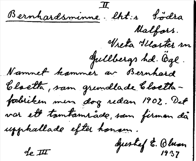 Bild på arkivkortet för arkivposten Bernhardsminne