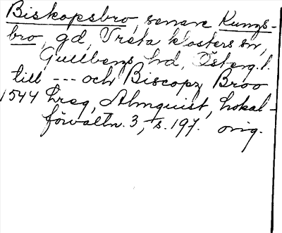Bild på arkivkortet för arkivposten Biskopsbro, senare Kungsbro