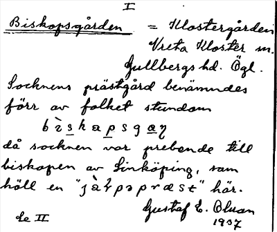 Bild på arkivkortet för arkivposten Biskopsgården = Klostergården