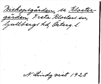 Bild på arkivkortet för arkivposten Biskopsgården, se Klostergården