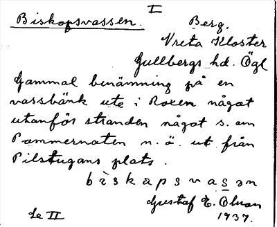 Bild på arkivkortet för arkivposten Biskopsvassen