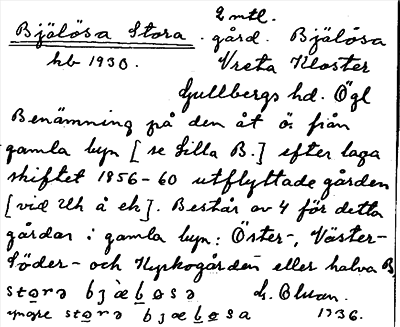 Bild på arkivkortet för arkivposten Bjälösa Stora