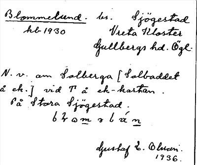 Bild på arkivkortet för arkivposten Blommelund