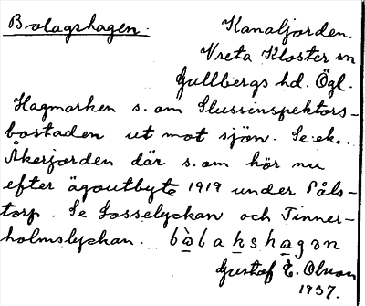 Bild på arkivkortet för arkivposten Bolagshagen