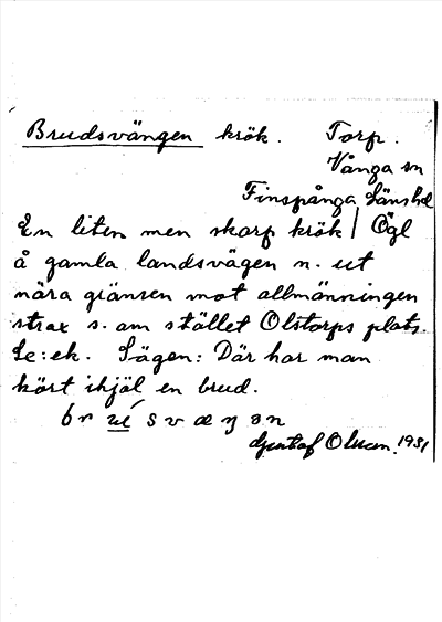 Bild på arkivkortet för arkivposten Brudsvängen
