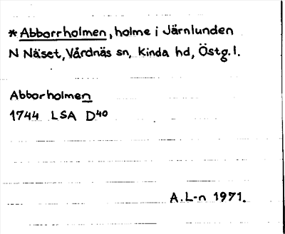 Bild på arkivkortet för arkivposten *Abborrholmen