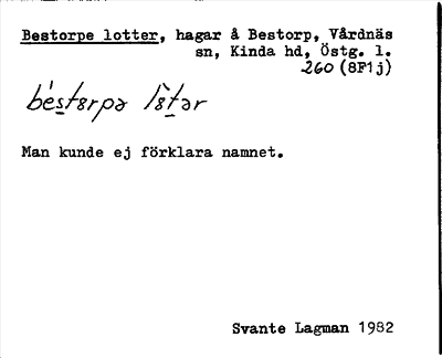 Bild på arkivkortet för arkivposten Bestorpe lotter
