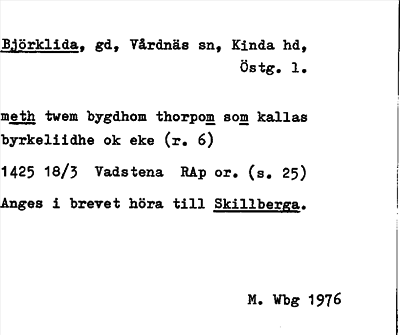 Bild på arkivkortet för arkivposten Björklida