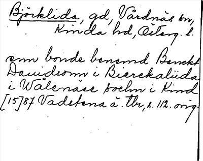 Bild på arkivkortet för arkivposten Björklida