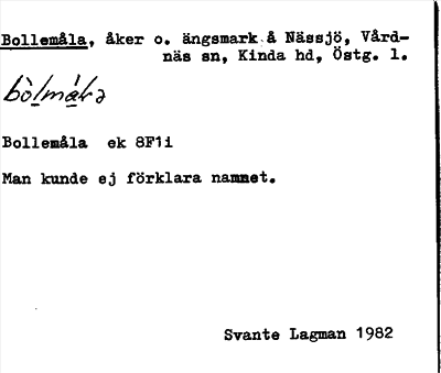 Bild på arkivkortet för arkivposten Bollemåla